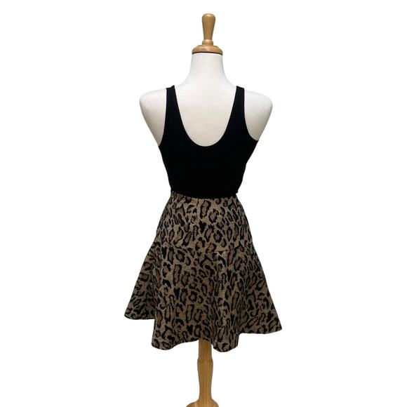 Free People Mini Skirt Sz 6 Brown Leopard Animal Print Zip Up Mobwife Boho - Picture 2 of 9